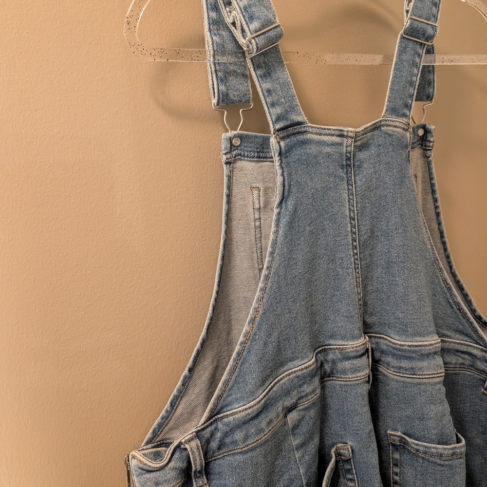 Ava & Viv 20W Denim Overalls With Ankle Slits & Side Zipper Stretchy - Picture 13 of 14